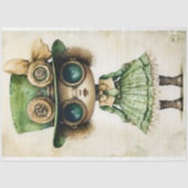 Gemengde Race Steampunk Doll, Groene AM6 Decoupage Tissuepapier (Voorkant)