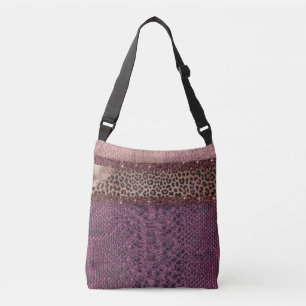 Gemengde roze pruim slangenhuid patroon crossbody tas