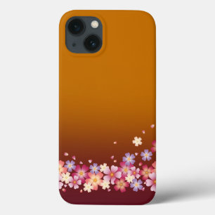 Gemengde Sakura Blossom Kimono Style Burgundy & Go iPhone 13 Hoesje