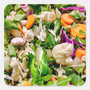 Gemengde salade vierkante sticker