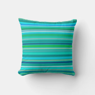 Gemengde strepen, Ocean Blue en Turquoise Kussen