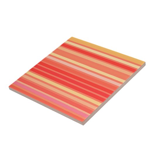 gemengde strepen, schaduwen van koraal Sinaasappel Tegeltje (Zijkant)