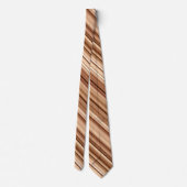 Gemengde strips, bruin, tan en crème stropdas (Achterkant)