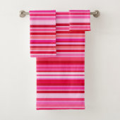 Gemengde strips, Fuchsia, Maroon en Roze  Bad Handdoek (Insitu)