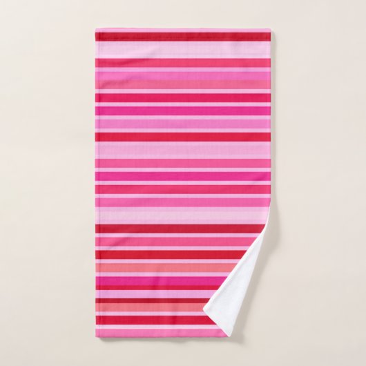 Gemengde strips, Fuchsia, Maroon en Roze  Bad Handdoek (Handdoek)