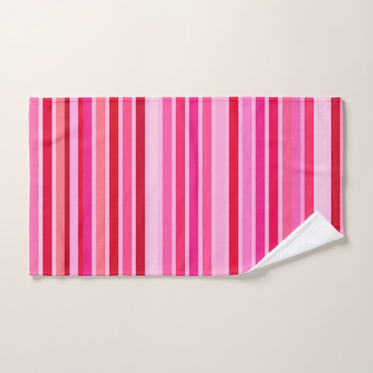 Gemengde strips, Fuchsia, Maroon en Roze  Bad Handdoek (Handdoek)