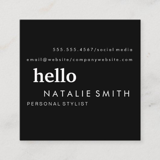 Gemengde tekst vierkante visitekaartje (Voorkant)