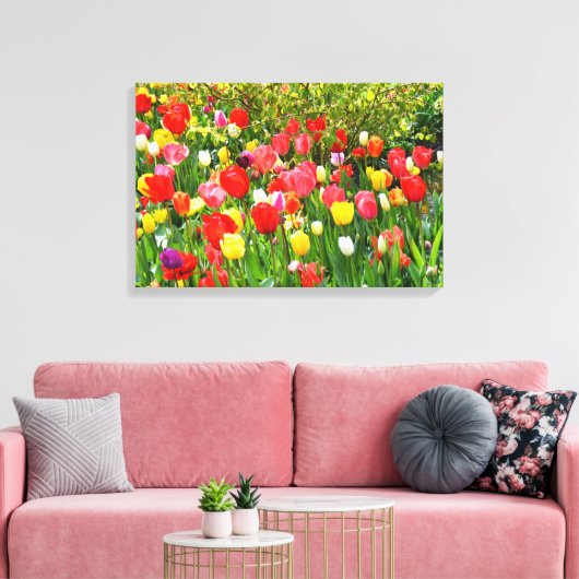 Gemengde tulpen floraal canvas afdruk (Insitu (Woonkamer))