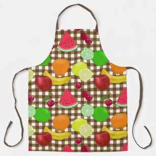 Gemengde vruchtenbruin en witte gingham schort