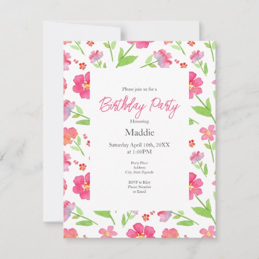 Gemengde Waterverf bloemen 2 Kaart (Voorkant)