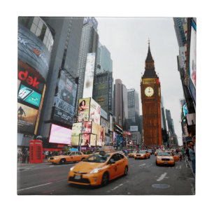 Gemengde wereld! - New York City en Londen Tegeltje