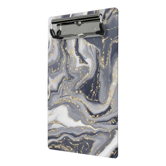 Gemerkt Grijs, Wit en Goud Mini Klembord (Angled2)