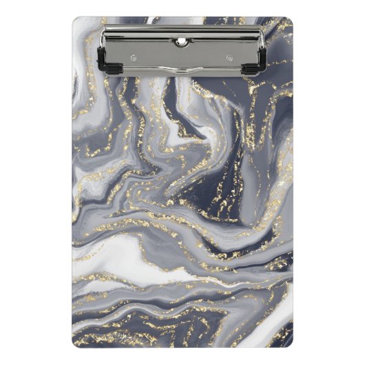 Gemerkt Grijs, Wit en Goud Mini Klembord (Voorkant)