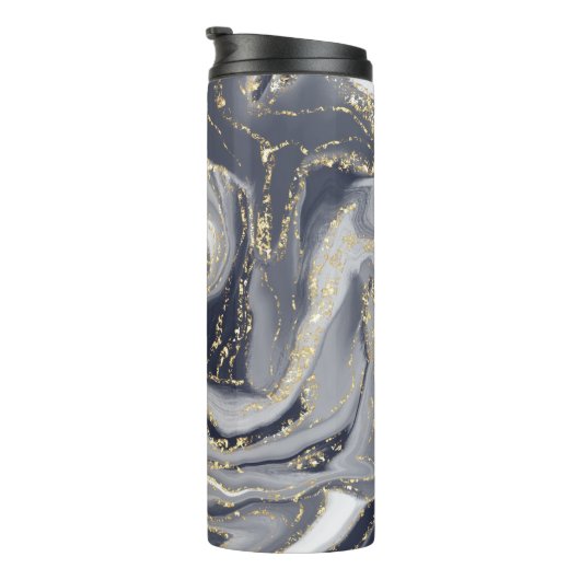 Gemerkt Grijs, Wit en Goud Thermosbeker (Geroteerd rechts)