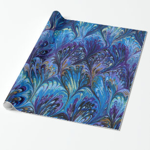 GEMERKT PAPIER, ABSTRACT BLAUWE PATROON, SWIRLS CADEAUPAPIER