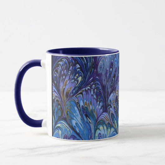 GEMERKT PAPIER, ABSTRACT BLAUWE PATROON, SWIRLS MOK (Links)