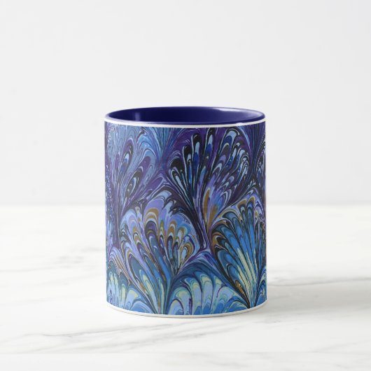 GEMERKT PAPIER, ABSTRACT BLAUWE PATROON, SWIRLS MOK (Midden)