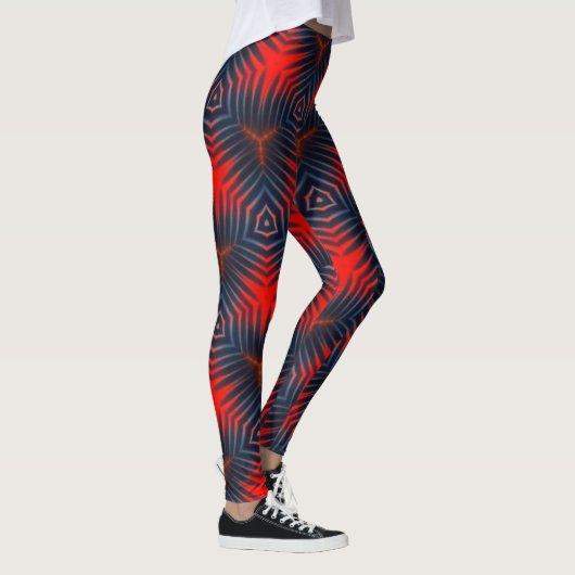 Gemetrisch pastelblauw ingewikkeld patroon leggings (Rechts)