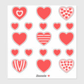 Gemiddeld kleine rode harten patroon 2 sticker (Vel)