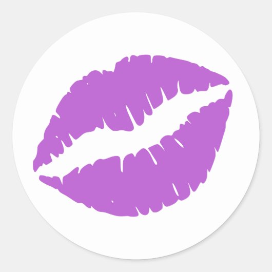 Gemiddeld orchidee lipstick afdrukken ronde sticker (Voorkant)