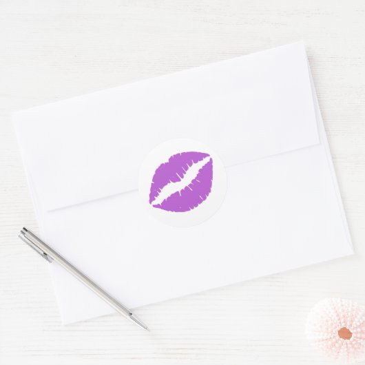 Gemiddeld orchidee lipstick afdrukken ronde sticker (Envelop)