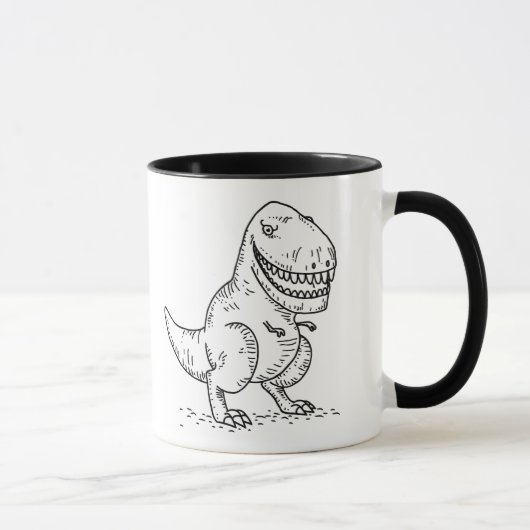 Gemiddelde Cool Dinosaur T Rex Cartoon Mok (Rechts)