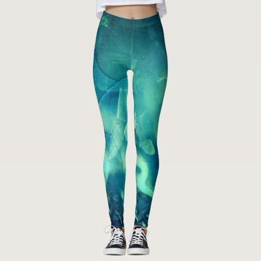 Gemiddelde groene all-over-print Leggings (Voorkant)