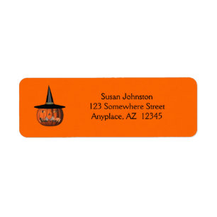Gemiddelde Jack O Lantern Halloween-adreslabel Etiket