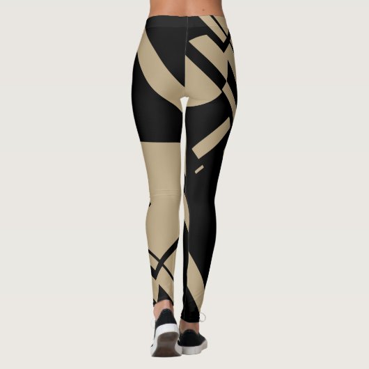 Gemiddelde Tan, zwart Geometrisch Abstract Design  Leggings (Achterkant)