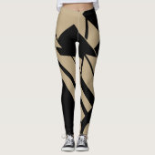 Gemiddelde Tan, zwart Geometrisch Abstract Design  Leggings (Voorkant)