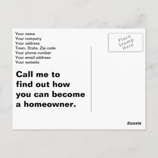 Gemiddelde verwachtingen van de eerste thuiskoper briefkaart (Achterkant)