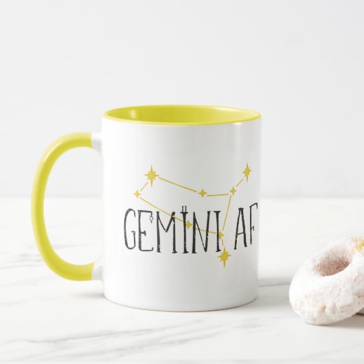 GEMINI AF-constellatie, w Mercury & Twins-symbolen Mok (Met donut)