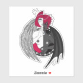 Gemini Angel Demon Black Red Anime Cartoon Sticker (Vel)