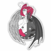 Gemini Angel Demon Black Red Anime Cartoon Sticker (Voorkant)