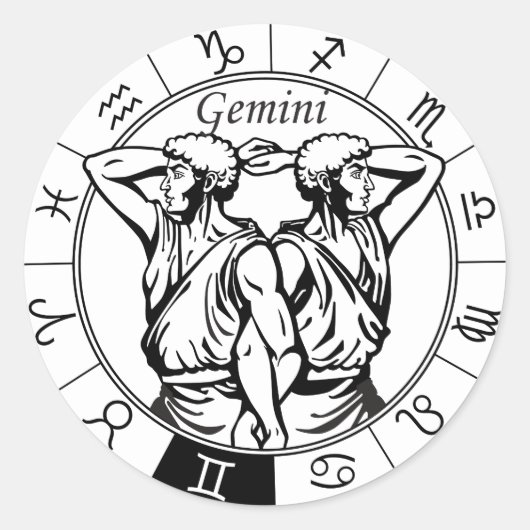 gemini astrologisch zodiale teken ronde sticker (Voorkant)