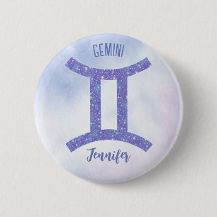  Gemini Astrology Sign Speciaal Paars Ronde Button 5,7 Cm