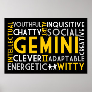 Gemini Astrology Word Collage Print