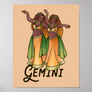 Gemini Belly Dancers Zodiac Bellydans Art Poster