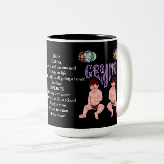 Gemini Birth Sign Zodiac Mok (Voorkant rechts)