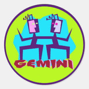 Gemini Cartoon Zodiac Astrology design Ronde Sticker