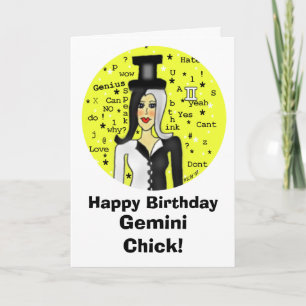 Gemini Chick Verjaardag Kaart