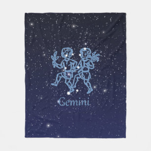 Gemini Constellation and Zodiac Sign with Stars Fleece Deken
