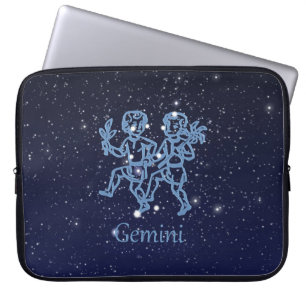 Gemini Constellation and Zodiac Sign with Stars Laptop Sleeve