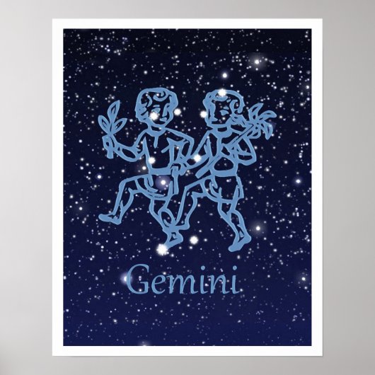 Gemini Constellation and Zodiac Sign with Stars Poster (Voorkant)