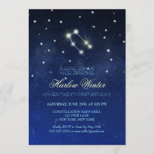 Gemini Constellation Birthday Party Kaart