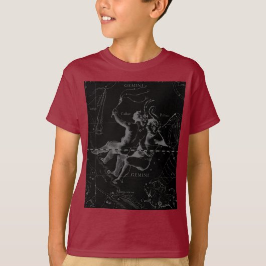 Gemini Constellation Hevelius 1690 on Black T-shirt (Voorkant)