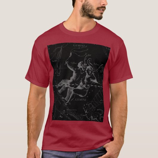 Gemini Constellation Hevelius 1690 on Black T-shirt (Voorkant)
