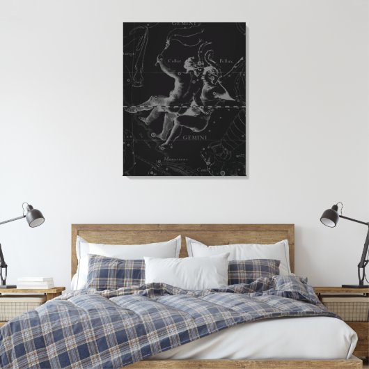 Gemini Constellation Map Engraving by Hevelius Canvas Afdruk (Insitu (Slaapkamer))