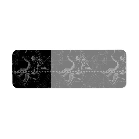 Gemini Constellation Map Engraving by Hevelius Etiket (Voorkant)