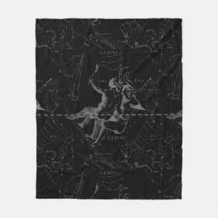 Gemini Constellation Map Engraving by Hevelius Fleece Deken